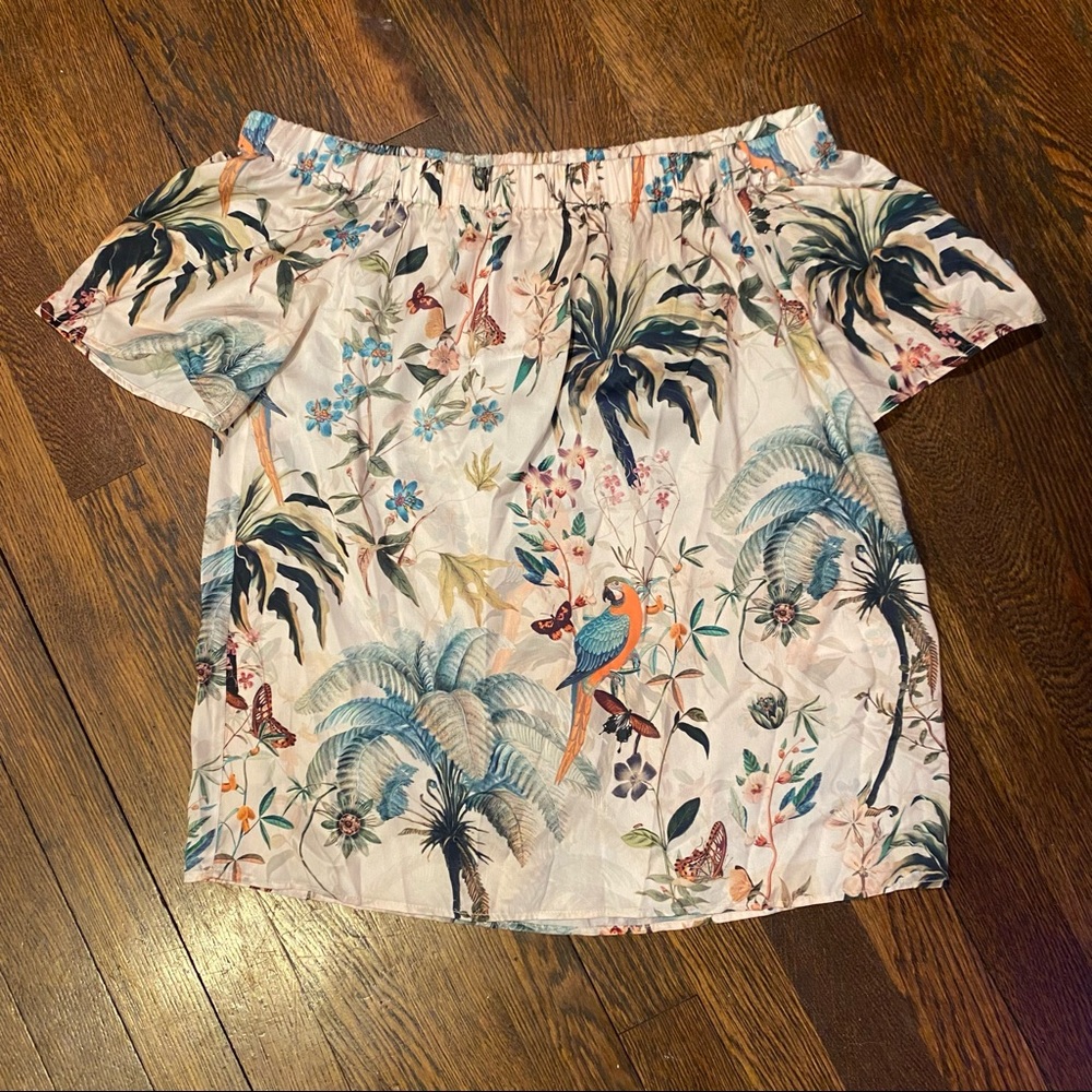 H&M Floral Wildlife off-the-shoulder Top